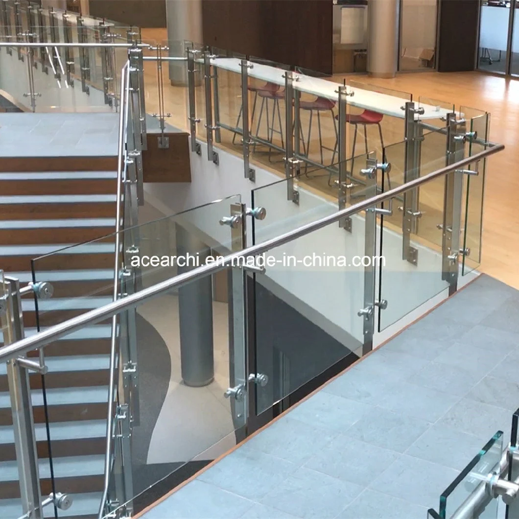 Shopping Mall Glass Railing with LED Stainless Steel Handrail