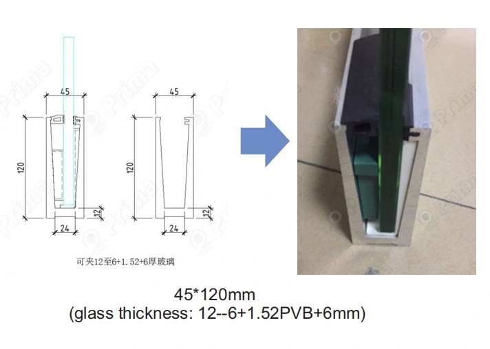 Balcony Railing Aluminum Base Channel LED Glass Railing