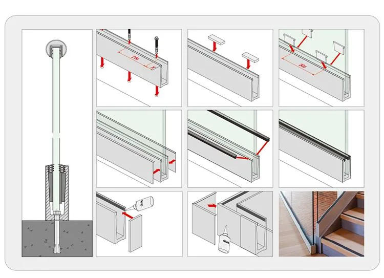 Durable Aluminum Base Glass Railing with Modern Design for Sturdy Support and Easy Installation, Ideal for Engineering Projects