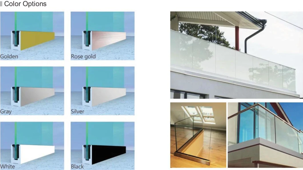 Frameless Aluminium U Channel Profile Balcony Glass Railing