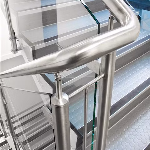 Sistema di ringhiera per scale in vetro in acciaio inox Unikim, ringhiera per balcone con marchio CE