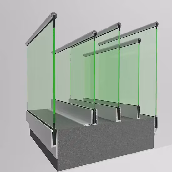 Ringhiera per patio Ace LED, balaustra in vetro, ringhiera in vetro con profilo a U in alluminio per balcone, piscina, personalizzabile